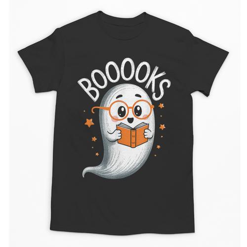 Cute Ghost Book Reading Halloween Teacher Unisex T-Shirt - teacherstshirts.com AU