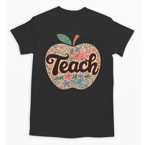 Cute Teacher With Apple Retro Teacher Kids Back To School Unisex T-Shirt - teacherstshirts.com DE