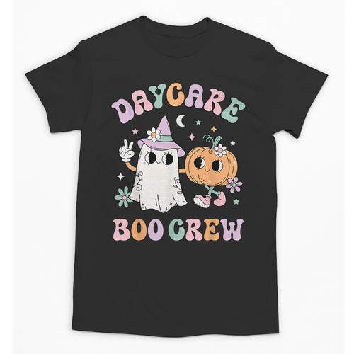 Daycare Boo Crew Groovy Halloween Floral Ghost Kid Teacher Unisex T-Shirt - teacherstshirts.com DE
