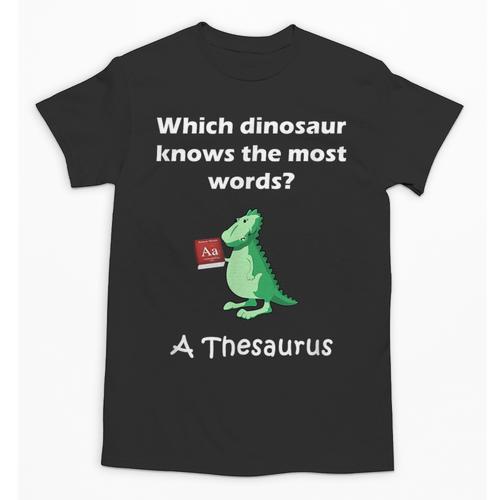 Dinosaur Thesaurus Grammar Joke Teacher Unisex T-Shirt - teacherstshirts.com