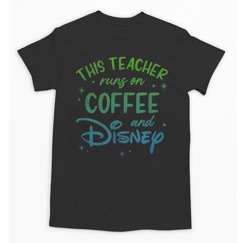Disney This Teacher Runs On Coffee And Disney Gradient Logo Unisex T-Shirt - teacherstshirts.com AU