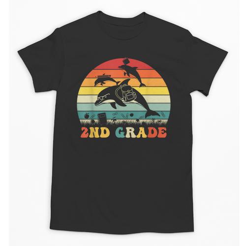 Dolphin Second Grade Back To School Teacher Student Unisex T-Shirt - teacherstshirts.com