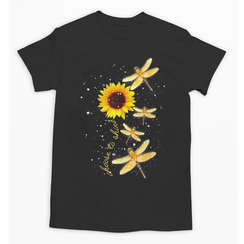 Dragonfly Sunflower Teacher Growth Mindset Choose To Shine Unisex T-Shirt - teacherstshirts.com