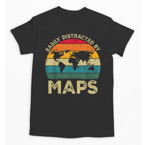 Easily Distracted By Maps Geography Teacher Unisex T-Shirt - teacherstshirts.com AU