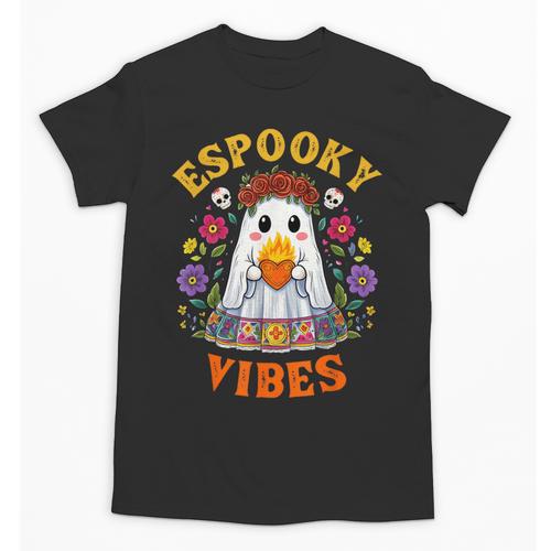 Espooky Vibes Spanish Mexican Halloween Ghost Teachers Unisex T-Shirt - teacherstshirts.com UK