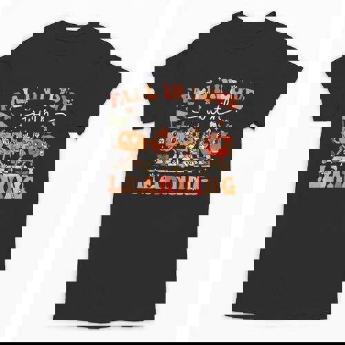 Fall In Love With Learning Autumn Teacher Thanksgiving Unisex T-Shirt - teacherstshirts.com