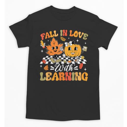 Fall In Love With Learning Fall Teacher Thanksgiving Retro Unisex T-Shirt - teacherstshirts.com AU