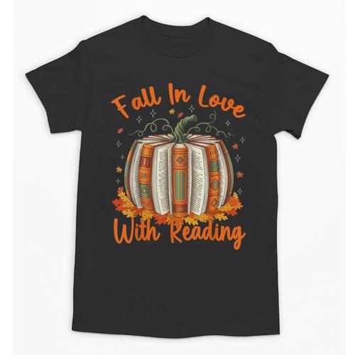 Fall In Love With Reading Pumpkin Autumn Librarians Teacher Unisex T-Shirt - teacherstshirts.com AU