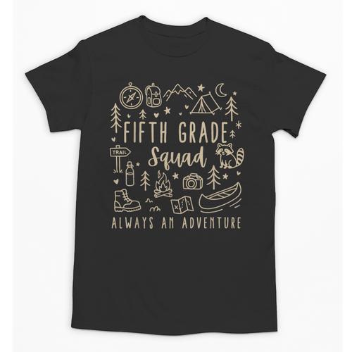 Fifth Grade Squad Adventure Camping 5th Grade Teacher Kids Unisex T-Shirt - teacherstshirts.com