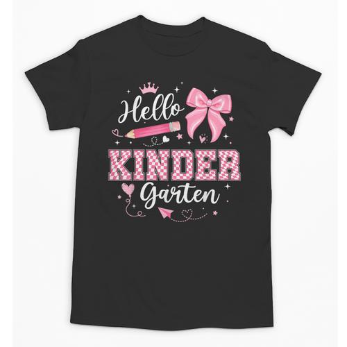 First Day Of School Teacher Girl Coquette Hello Kindergarten Unisex T-Shirt - teacherstshirts.com DE