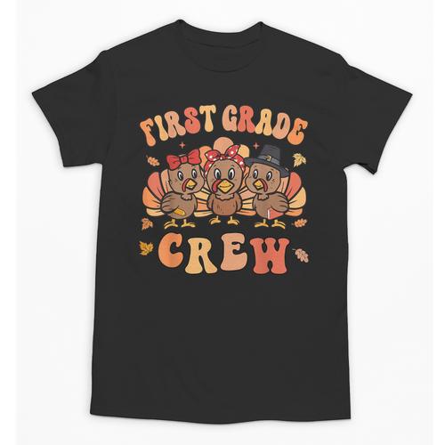 First Grade Crew Thanksgiving Fall Teacher 1st Grade Team Unisex T-Shirt - teacherstshirts.com AU