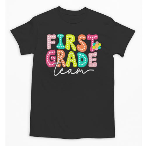 First Grade Team Teacher Back To School 1st Grade Squad Kids Unisex T-Shirt - teacherstshirts.com CA