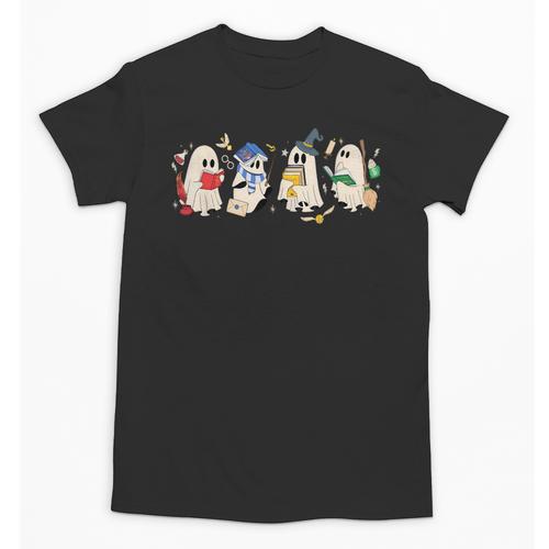 Ghost Book Reading Books Lover Teacher Happy Halloween Unisex T-Shirt - teacherstshirts.com UK