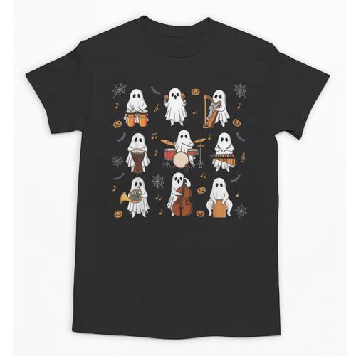 Ghost Music Teacher Halloween Musician Costume Unisex T-Shirt - teacherstshirts.com