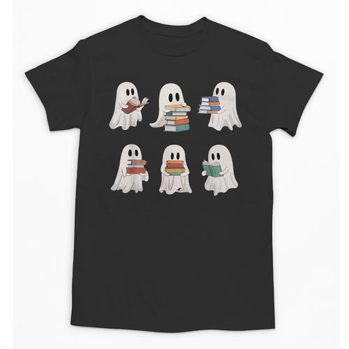 Ghost Reading Books Teacher Halloween Librarian Cute Boook Unisex T-Shirt - teacherstshirts.com UK