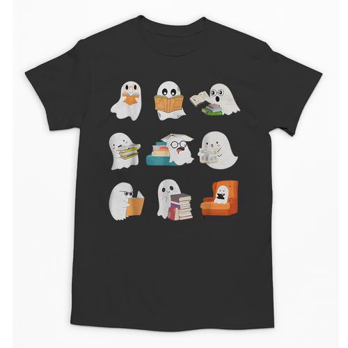 Ghost Reading Teacher Halloween Librarian Book Lover School Unisex T-Shirt - teacherstshirts.com