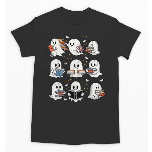 Ghosts With Books Library Halloween Men Women Kids Teacher Unisex T-Shirt - teacherstshirts.com AU