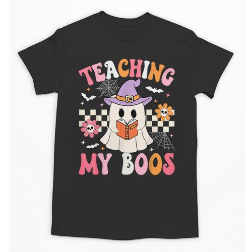 Groovy Teaching My Boos Teacher Ghost Halloween Teacher Unisex T-Shirt - teacherstshirts.com CA