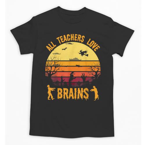 Halloween Costume Teacher Love Brains Zombie Unisex T-Shirt - teacherstshirts.com UK