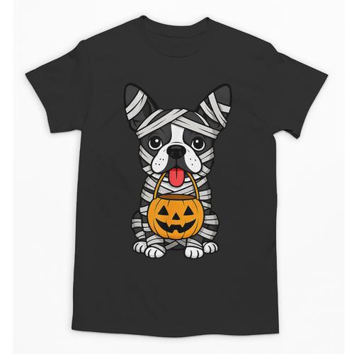 Halloween Dog Boston Terrier Mummy Costume Men Women Kids Unisex T-Shirt - Bostonterriersmerch.com