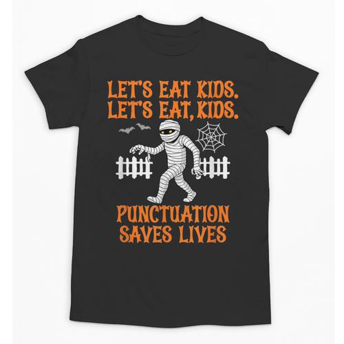 Halloween Lets Eat Kids Punctuation Teacher Unisex T-Shirt - teacherstshirts.com UK