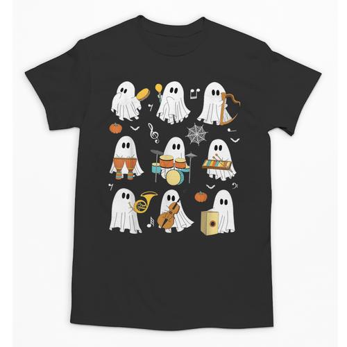 Halloween Ghost Playing Musical Instruments Music Teacher Unisex T-Shirt - teacherstshirts.com AU