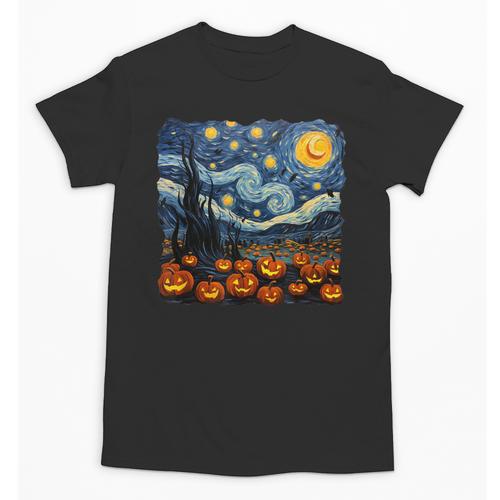 Halloween Pumpkin Starry Night Van Gogh Art Teacher Unisex T-Shirt - teacherstshirts.com