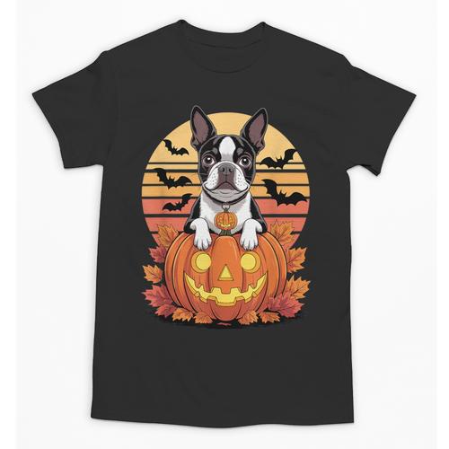 Halloween Retro Boston Terrier Unisex T-Shirt - Bostonterriersmerch.com
