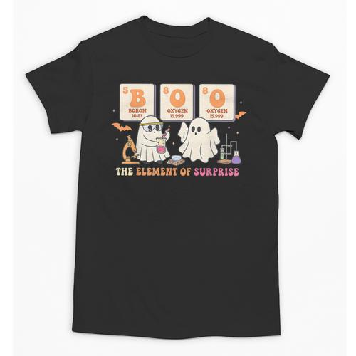 Halloween Science Teacher Boo Ghost The Element Of Surprise Unisex T-Shirt - teacherstshirts.com UK