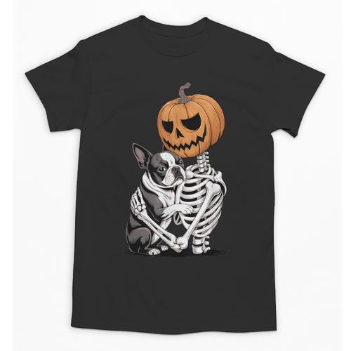 Halloween Skeleton Boston Terrier Unisex T-Shirt - Bostonterriersmerch.com AU