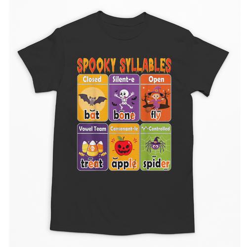 Halloween Spooky Syllable Types Teacher Educational Unisex T-Shirt - teacherstshirts.com AU