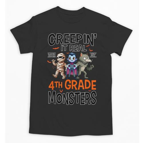 Halloween Teacher Creepin It Real With My 4th Grade Monsters Unisex T-Shirt - teacherstshirts.com DE