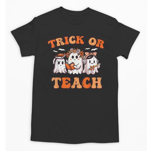 Halloween Teacher Ghosts Trick Or Teach Retro Costume Women Unisex T-Shirt - teacherstshirts.com DE