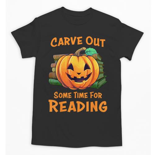 Halloween Teacher Librarian Pumpkin Reading Books Men Women Kids Unisex T-Shirt - teacherstshirts.com UK
