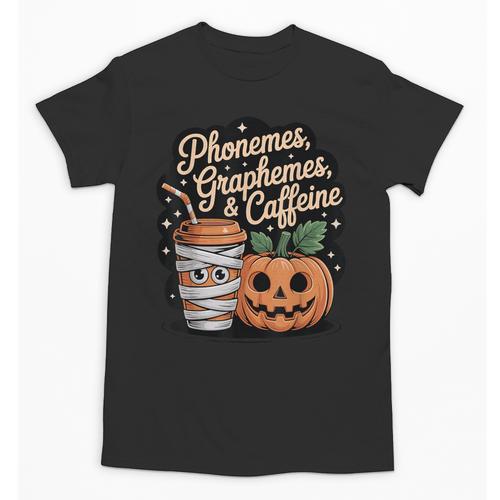 Halloween Teacher Phonemes Graphemes Caffeine Coffee Lover Unisex T-Shirt - teacherstshirts.com AU
