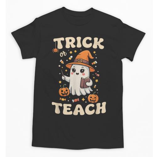 Halloween Teacher Shirts Women School Trick Or Teach Groovy Unisex T-Shirt - teacherstshirts.com UK