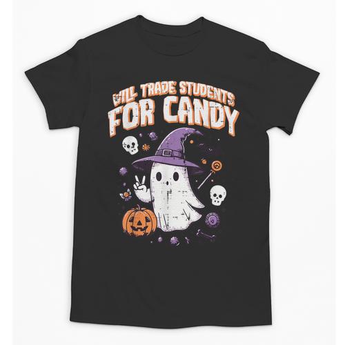 Halloween Teacher Trade Students For Candy Costume Women Unisex T-Shirt - teacherstshirts.com