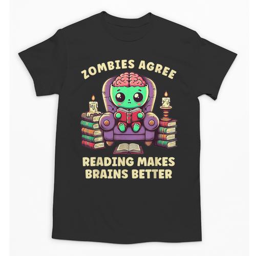 Halloween Teacher Zombie Reading Is Good For Brains Unisex T-Shirt - teacherstshirts.com AU