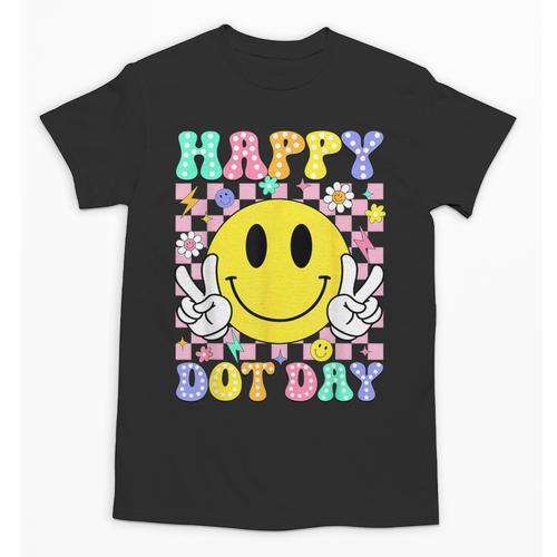 Happy Dot Day Shirts Teacher Student Girls Kids Smile Face Unisex T-Shirt - teacherstshirts.com CA