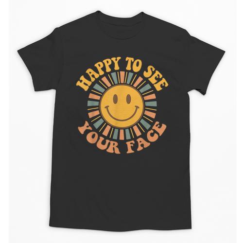 Happy To See Your Face Retro Happy Teacher Back To School Unisex T-Shirt - teacherstshirts.com