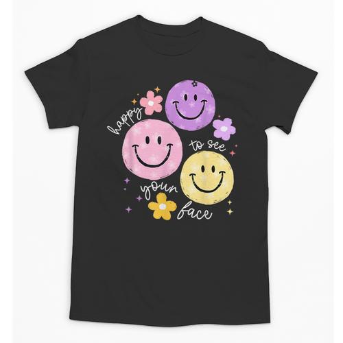 Happy To See Your Face Teacher Flower Back To School Unisex T-Shirt - teacherstshirts.com UK