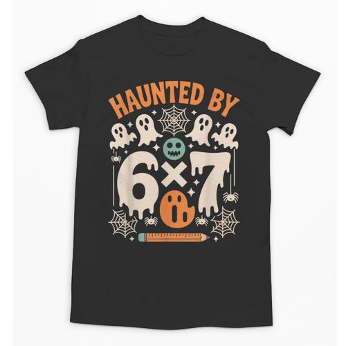 Haunted By 6x7 Math Teacher Halloween Pun Unisex T-Shirt - teacherstshirts.com DE