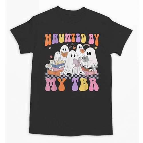 Haunted By My TBR Cute Ghosts Book Reading Teacher Halloween Unisex T-Shirt - teacherstshirts.com AU