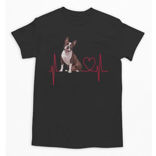 Heartbeat Boston Terrier Dog Unisex T-Shirt - Bostonterriersmerch.com
