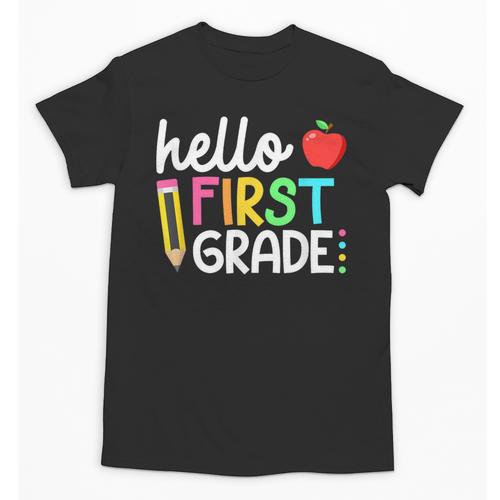 Hello First Grade Team 1st Grade Back To School Teacher Kids Unisex T-Shirt - teacherstshirts.com AU