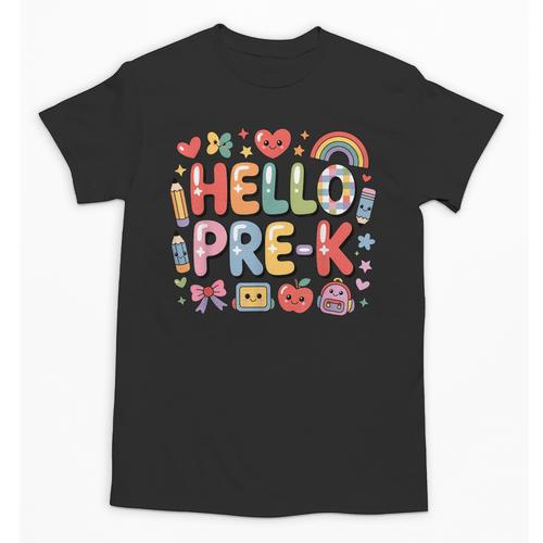 Hello Pre-K Back To School Teacher Student Fun Graphic Tee Unisex T-Shirt - teacherstshirts.com UK