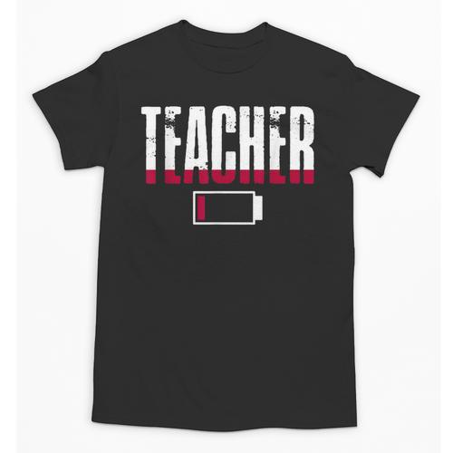 Humor Teacher Empty Battery Power Men Women Unisex T-Shirt - teacherstshirts.com