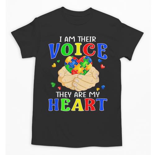 I Am Their Voice They Are My Heart Autism Awareness Teacher Unisex T-Shirt - teacherstshirts.com AU