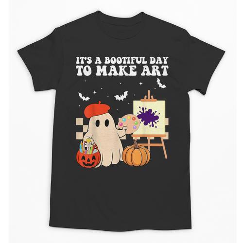 It's A Bootiful Day To Make Art Groovy Art Teacher Halloween Unisex T-Shirt - teacherstshirts.com