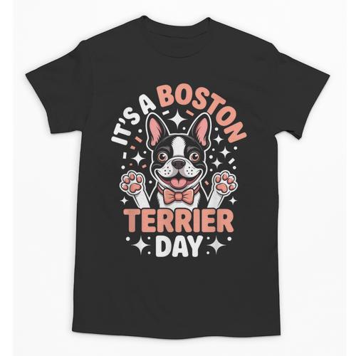 It’s A Boston Terrier Day Pet Cute Dog Lover Cartoon Unisex T-Shirt - Bostonterriersmerch.com